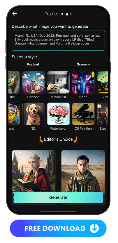 workflow of editing generated album cover photo with PhotoDirector